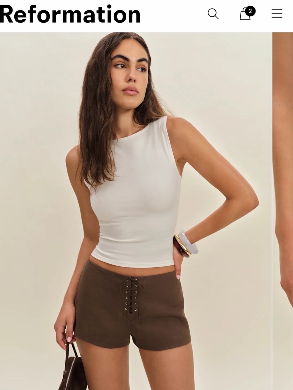 Reformation Brown Linen shorts